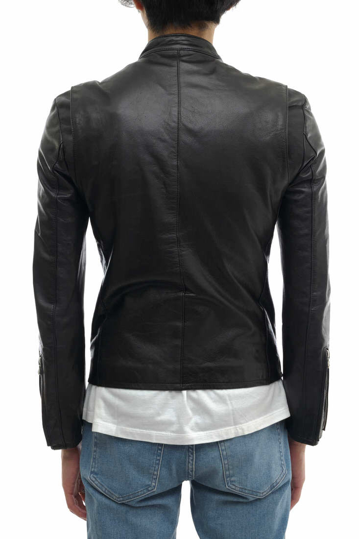 LEATHER Lithium homme◇シングルライダースジャケット/46/牛革/BLK