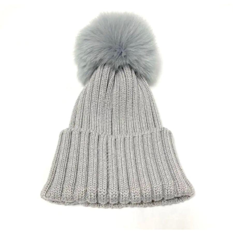 希少品 リアルファー Moncler モンクレール ポンポンニット帽 ビーニー