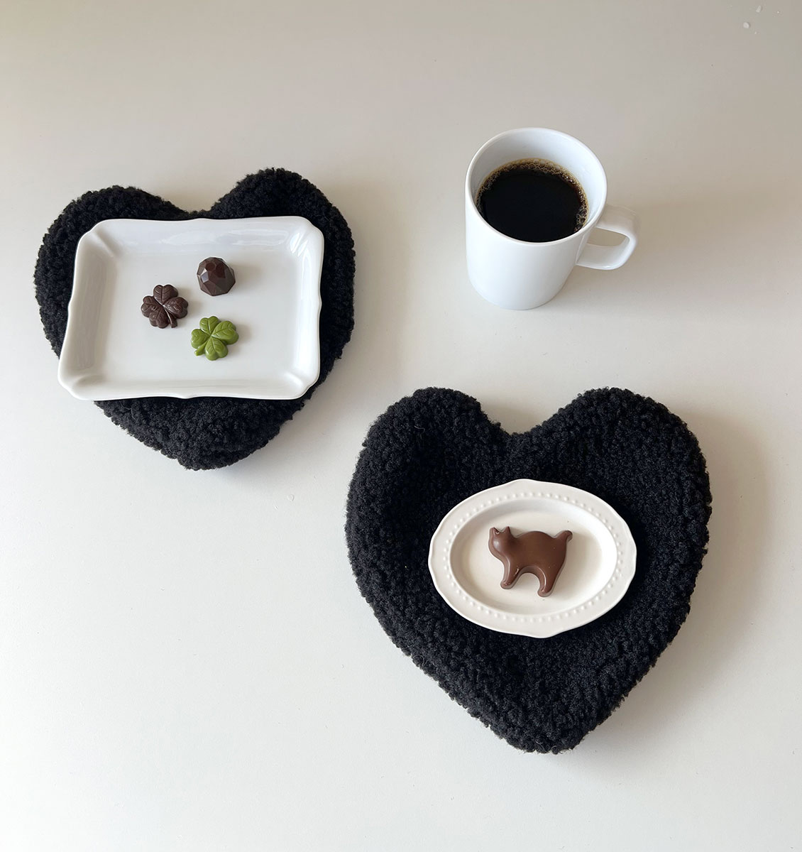 楽天市場】もこもこ ハート型コースター ハートコースター かわいい