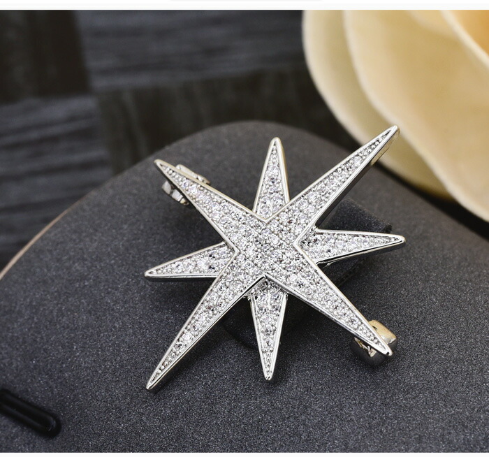 楽天市場】ブローチ かわいい 八芒星 星型 スター クリスタル キラキラ