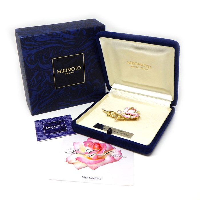 稀少 ミキモト プリンセスグレースコレクション ブローチ K18 パール