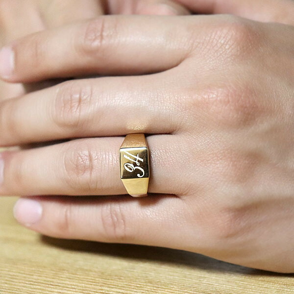楽天市場】18k 18金 印台 ゴールド メンズ リング 数字 刻印 K18 金