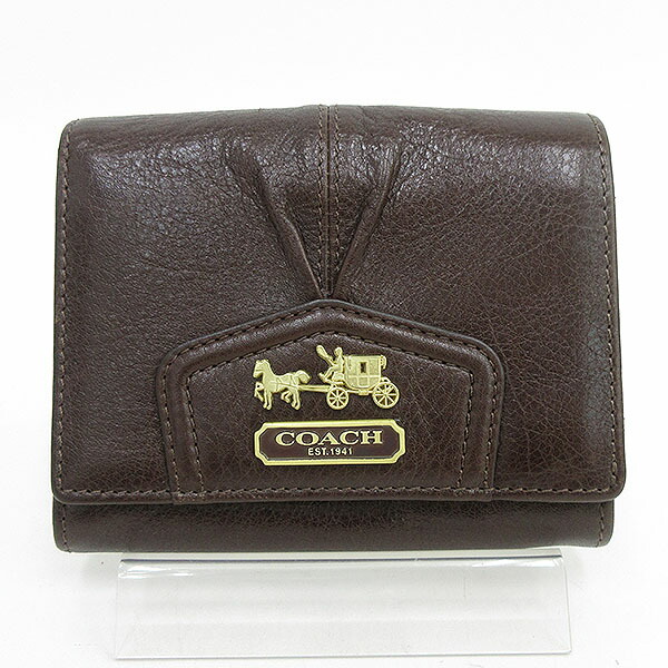 楽天市場】COACH(コーチ) 二つ折り 財布 茶 ブラウン レザー