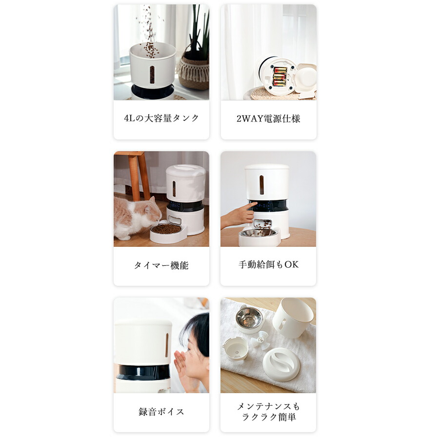 楽天市場】＼クーポンで4,799円／【獣医師推奨】4L 自動給餌器 猫 犬
