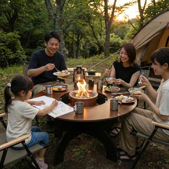 楽天市場】囲炉裏テーブル 七輪テーブル 塗装済 組み立て式 軽量