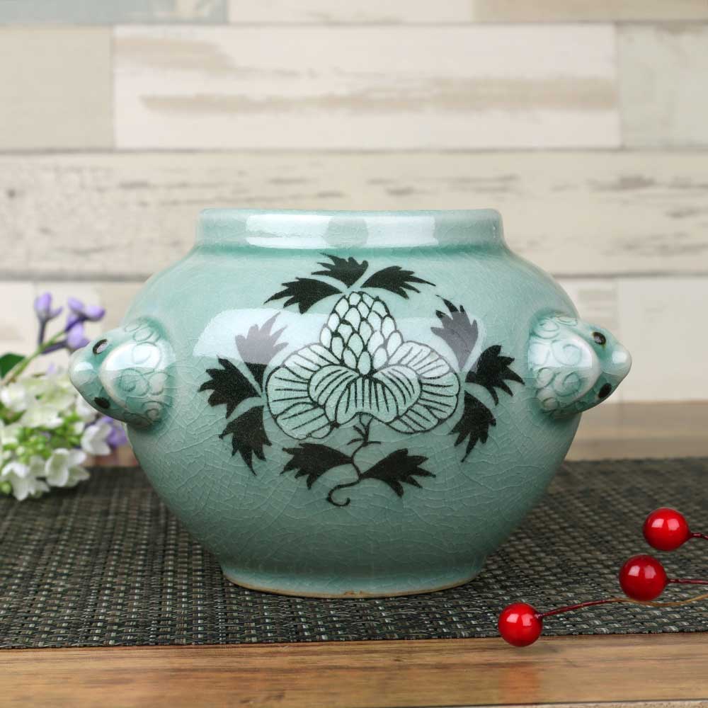 高麗 青磁 花草唐子紋水注 韓国 ポット 急須 高麗 青磁 花草唐子紋水注