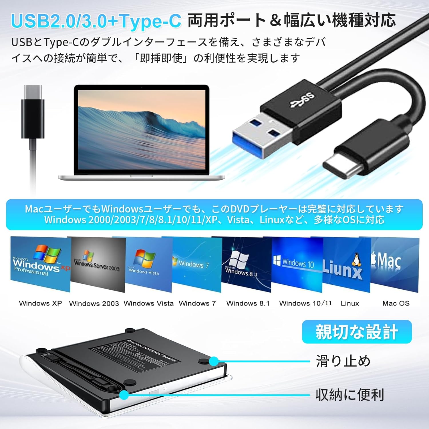 楽天市場】「楽天最新モデル」外付けDVDドライブ 高速処理 8XDVD&