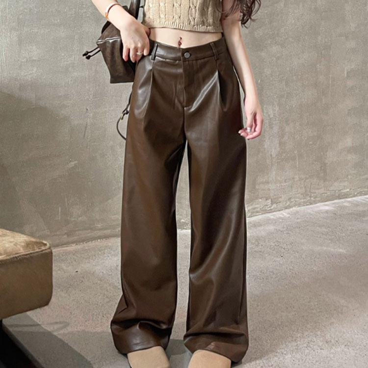 楽天市場】レザーパンツ レディース ワイドパンツ ガウチョパンツ PU革