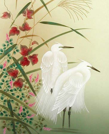 楽天市場】掛け軸 月下白鷺図 (葛谷聖山) （掛軸小物なし) 送料無料