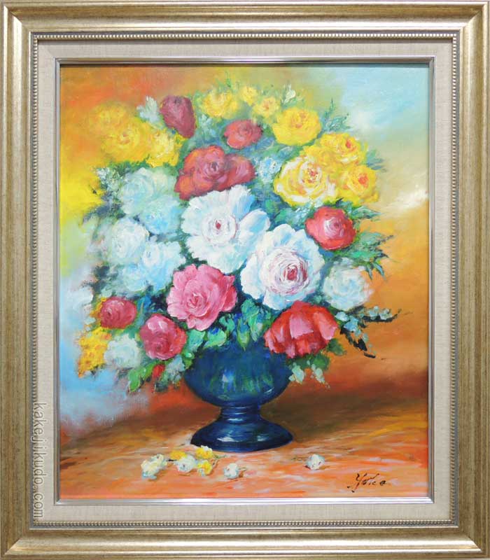 楽天市場】絵画 油絵 ばら （加瀬洋子） 送料無料 【肉筆】【油絵