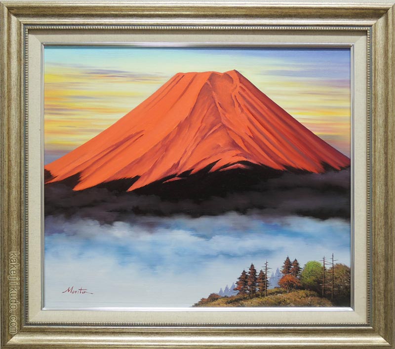 油絵赤富士、SMの小品、画家、糸川裕志の富士山曼荼羅ポップアート2点
