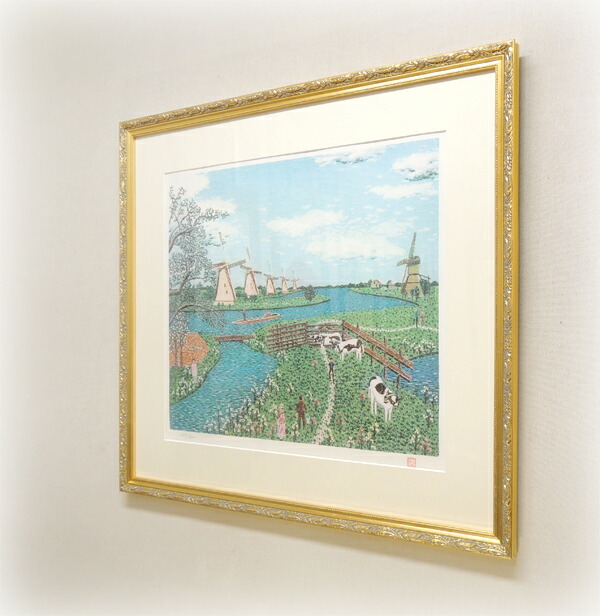 楽天市場】山下清 リトグラフ オランダの牧場 送料無料 【新品】【複製