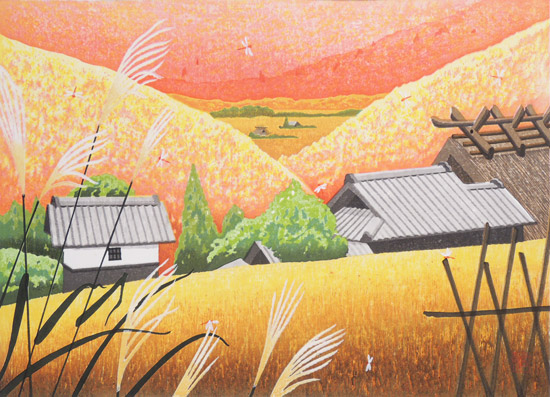 信州の初夏」佐野せいじ 5/100 1額|木版画 現代版画 浮世絵 信州の初夏