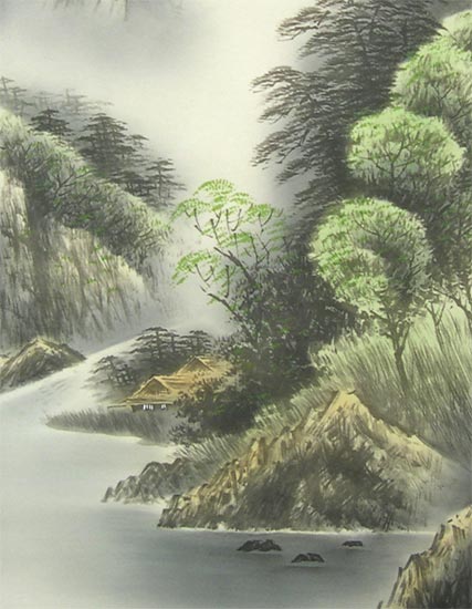 節約 掛け軸 色山水 セレクトオーダー 桜井浩堂 『彩色山水』 掛軸（尺