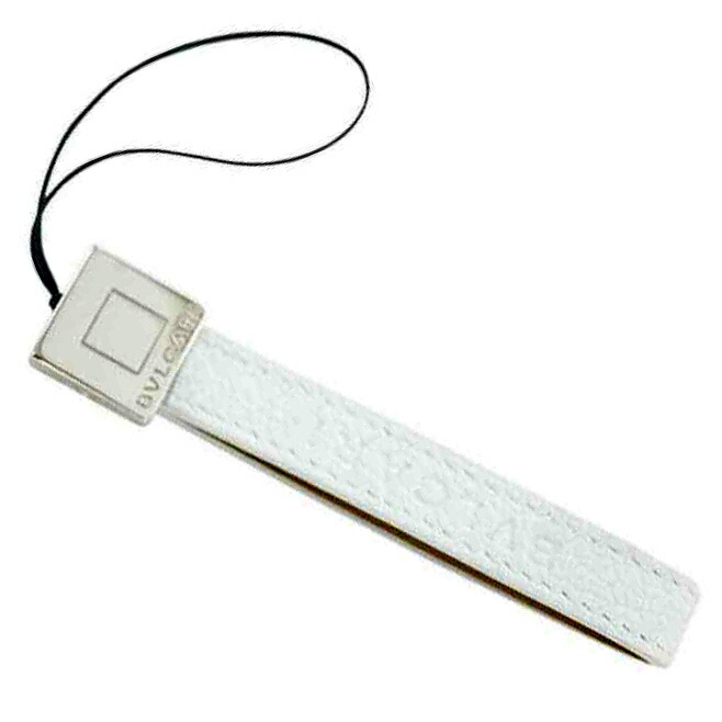 ブルガリ ストラップ フォンストラップ レザー 革 レッド 赤 シルバー