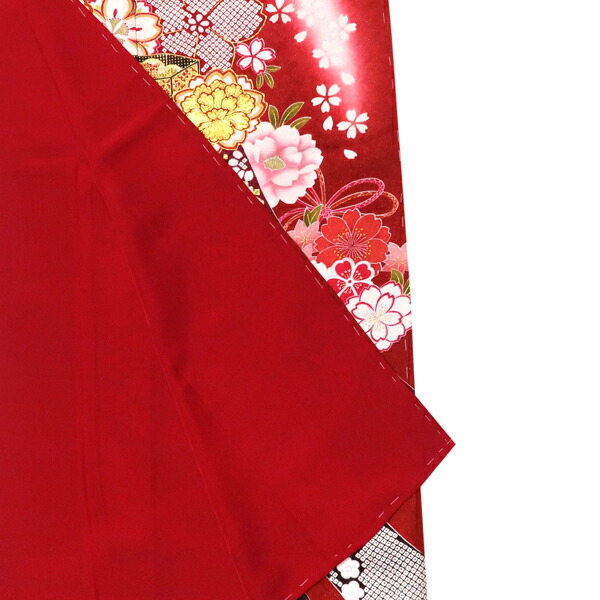 振り袖 フルセット 長襦袢付 赤 金彩加工 パールトーン 刺繍入り 522