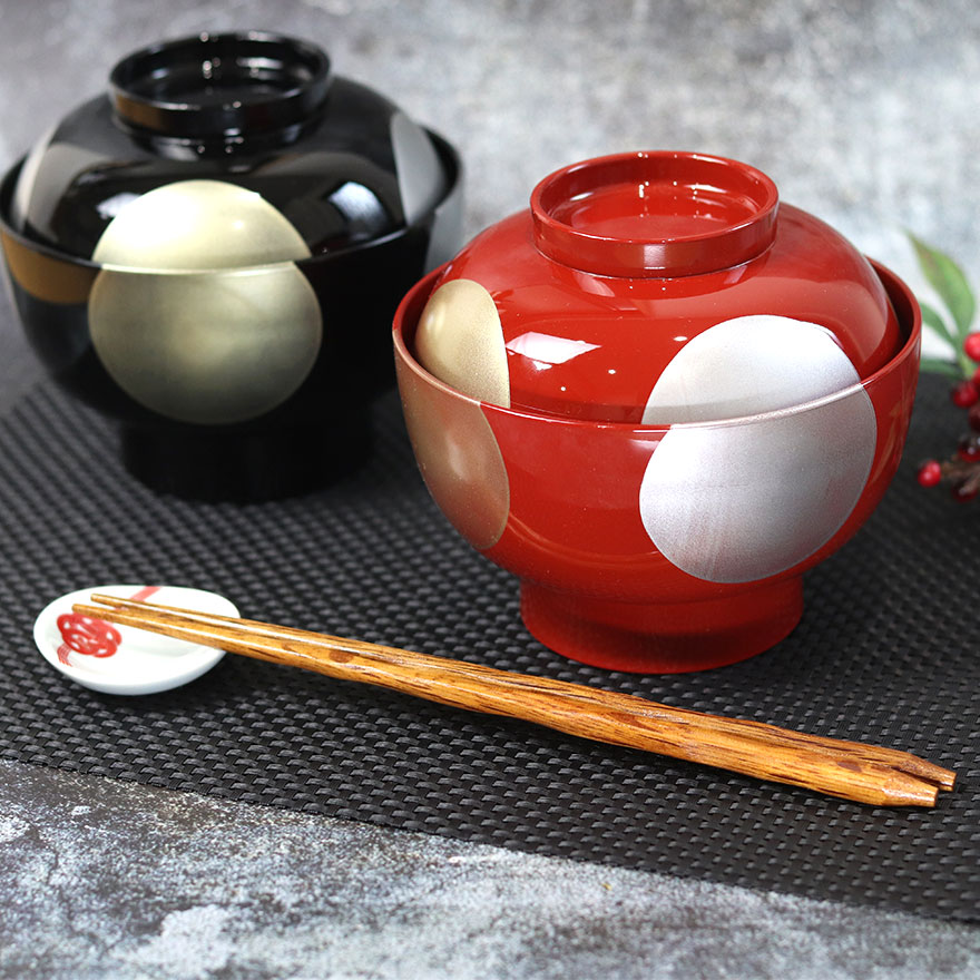 楽天市場】雑煮椀 蓋付き フタ付き 食洗機対応 日月 4.5雑煮椀 朱 北市