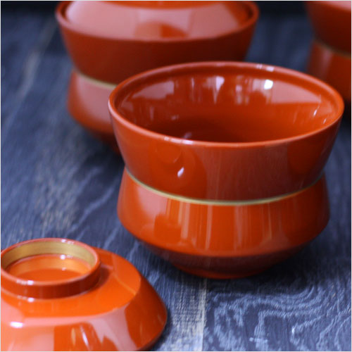 楽天市場】送料無料 フタ付き吸い物椀 5客セット 総朱 金帯 杵形椀 5入