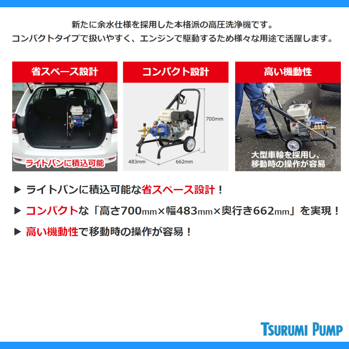 2. ツルミ ガソリンエンジン 式高圧洗浄機HPJ-4120ME-TK ツルミポンプ