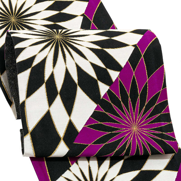 楽天市場】【Prices down4】振袖 帯 「紫、黒 スパイラル菊」 日本製