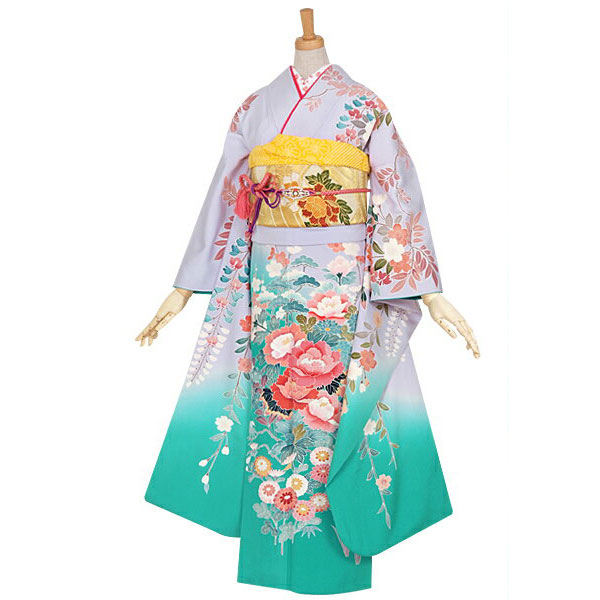 楽天市場】【成人式 振袖 レンタル】RS695 正絹 藤色 枝垂桜に牡丹松梅