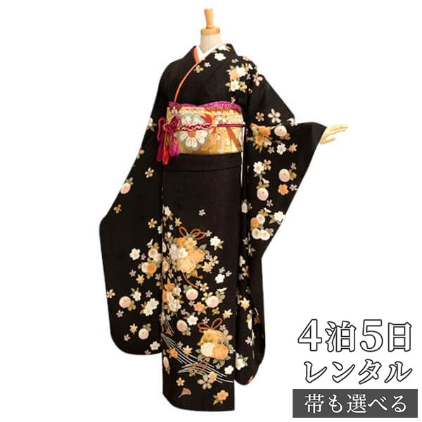 楽天市場】【振袖 レンタル】 結婚式 結納R168 正絹 黒 オレンジくす玉