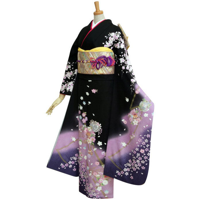 楽天市場】【振袖 レンタル】 結婚式 結納R247 正絹 黒紫ぼかし しだれ
