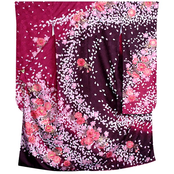 楽天市場】【成人式 振袖 レンタル】RS234ワインレッド 桜づくしフル