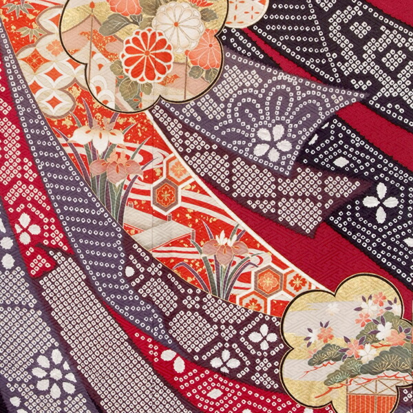 楽天市場】【成人式 振袖 レンタル】RS317 正絹 赤 絞り熨斗目と梅文に