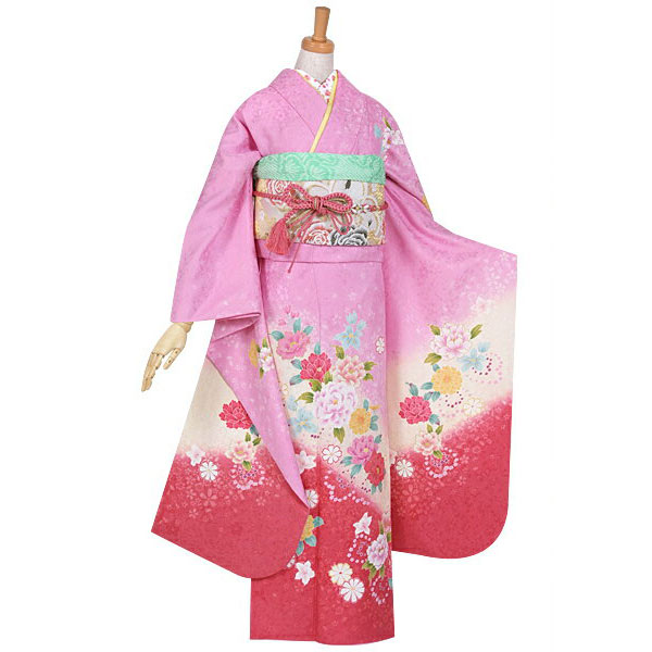 楽天市場】【成人式 振袖 レンタル】RS894 正絹 ピンク ハート牡丹フル