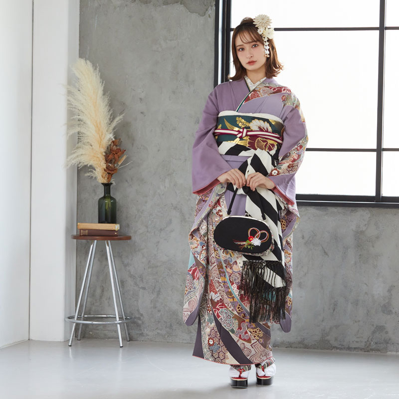 処分セール！1/18(日)まで！425.振袖7点セット 正絹 フルセット 成人式