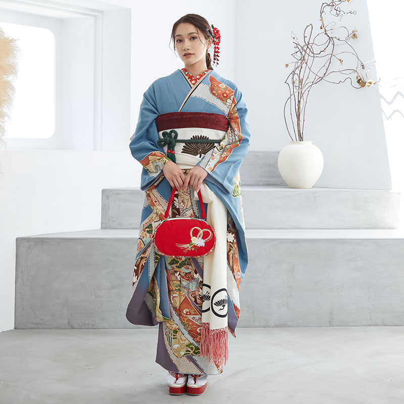 楽天市場】【振袖 レンタル】 結婚式 結納R829 正絹 水色 大熨斗目