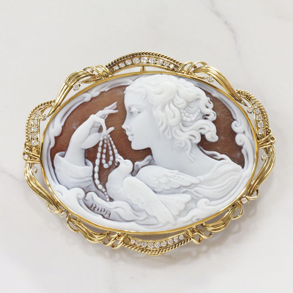 楽天市場】シェルカメオ／リパ 作 シェル＆K18フレーム（ダイヤ入り