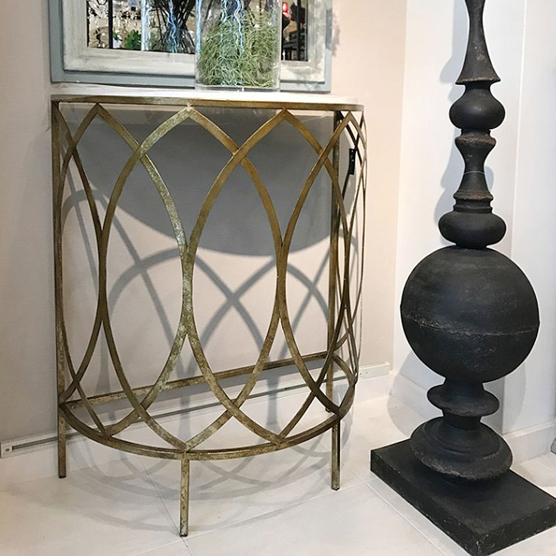 楽天市場】アイアン コンソールテーブル アンティーク ゴールド 半円