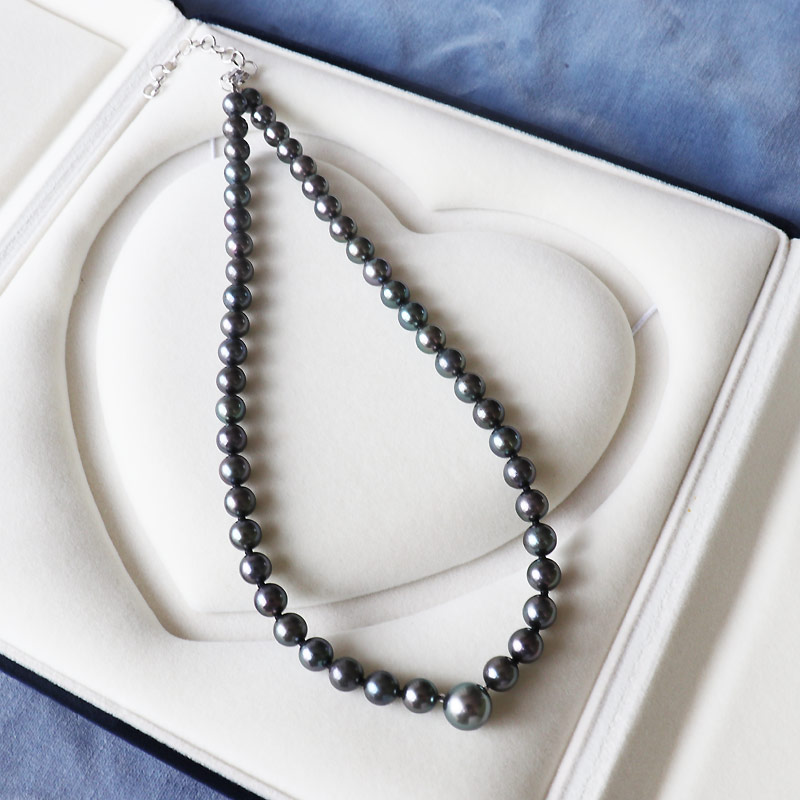 楽天市場】あこや真珠 黒蝶真珠 ネックレス グリーンブラック シルバー