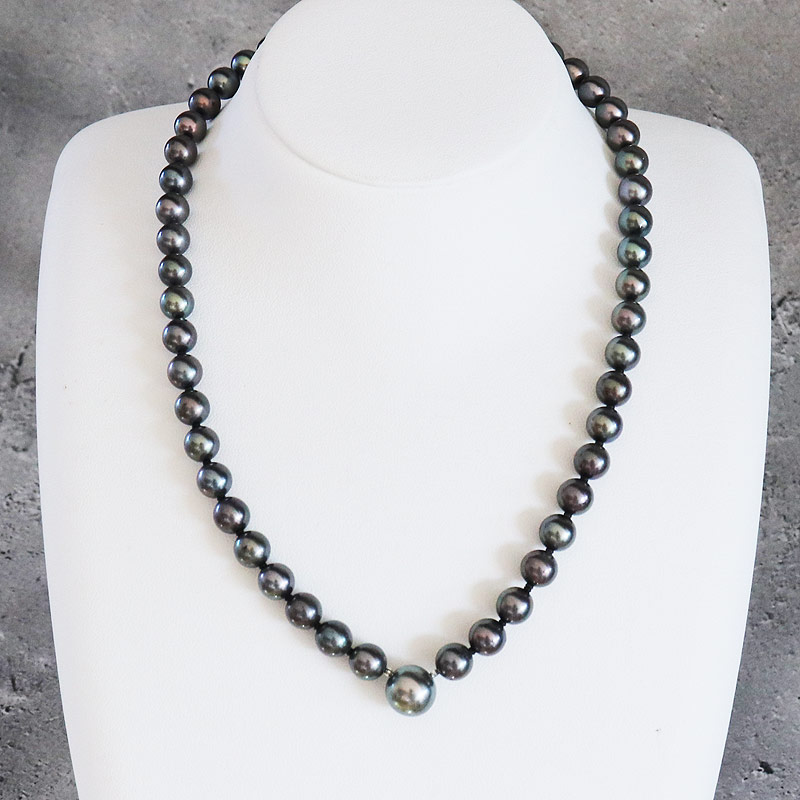 楽天市場】あこや真珠 黒蝶真珠 ネックレス グリーンブラック シルバー