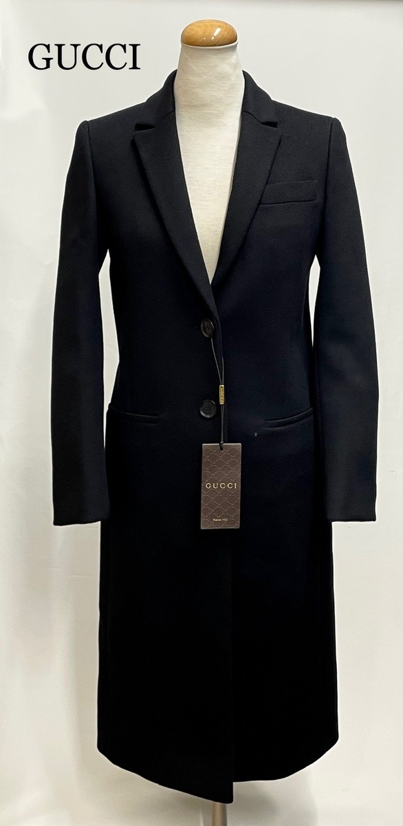 GUCCI グッチ チェスターコート ブラック 無地 黒
