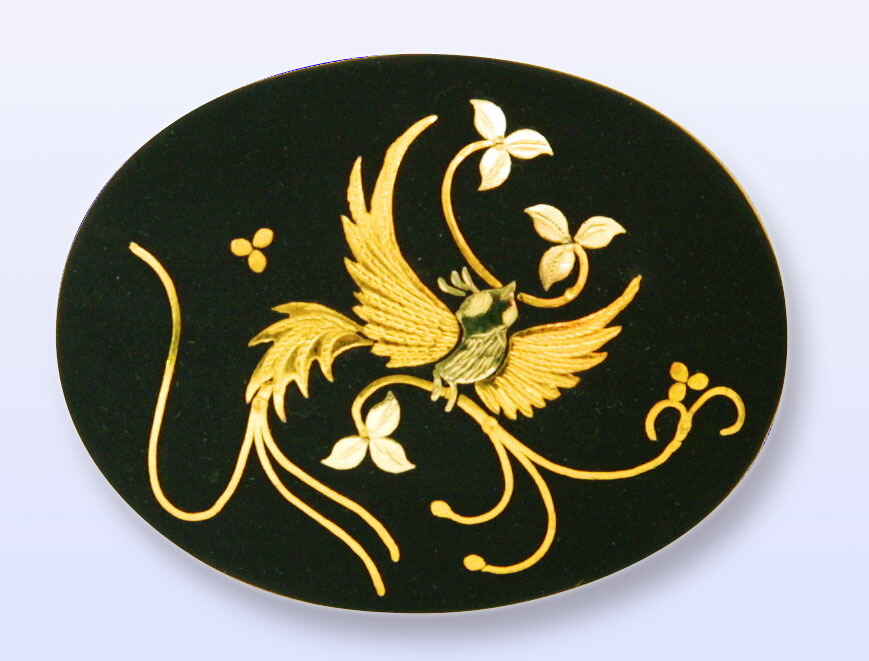 楽天市場】ブローチ 鳳凰 B-06 丸 楕円 肥後象嵌 伝統工芸品 日本製