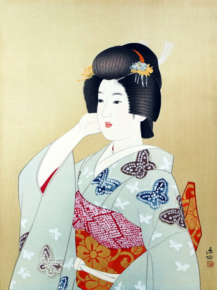 伊東深水 木版画 額付き 192×165mm