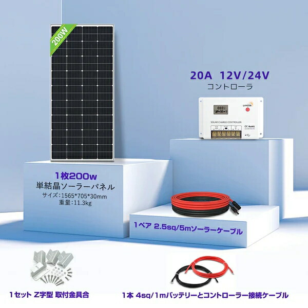 0916 曲がる! 100W2枚で200W ソーラーパネルキット コントローラー
