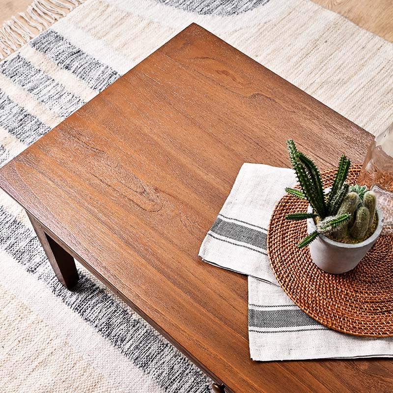 楽天市場】アジアン家具 チーク無垢材 ローテーブル 95cm幅 角型