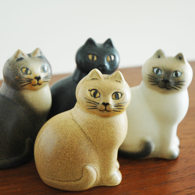 希少 Lisa Larsonリサ ラーソン UNIK Katt 猫 ブルー 陶版 希少 Lisa