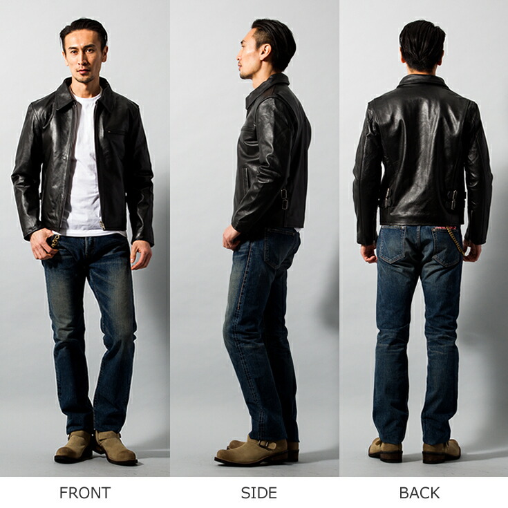 楽天市場】Horn Works 本革 襟付きシングルライダースジャケット