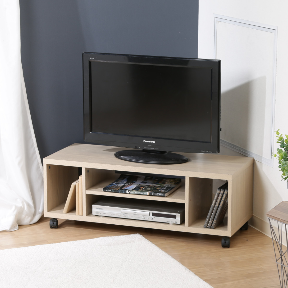 楽天市場】テレビ台 幅89cm キャスター付 木製 オープンラック