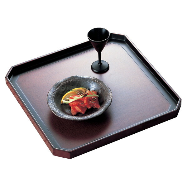 未使用 懐石道具 木製溜塗 9寸 ヘギ目 四方膳 5客揃 銘々