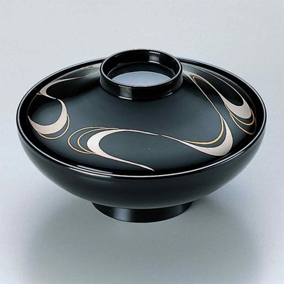 楽天市場】煮物椀 木製 平富士 黒銀流水 本漆塗 手書き 蒔絵 吸物椀