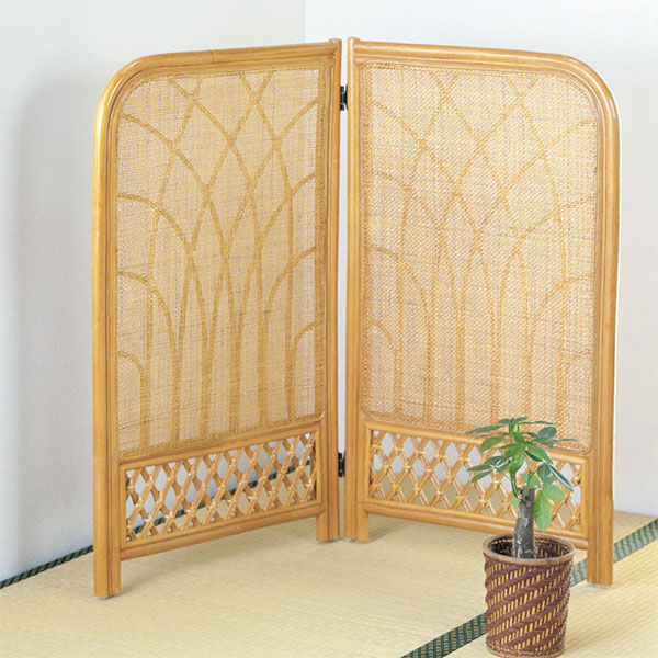 楽天市場】衝立 2連 ラタン 間仕切り ロータイプ 籐家具 高さ101cm