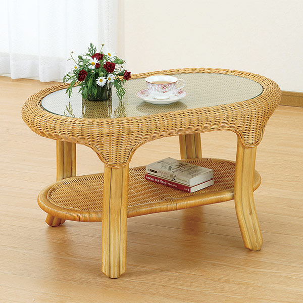 楽天市場】ラタンテーブル 籐家具 オーバル ガラス天板 幅79cm （ 送料