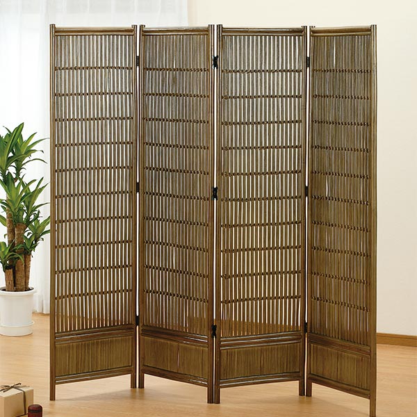 ラタン竹製パーティション コレクション 4パネル パーテーション