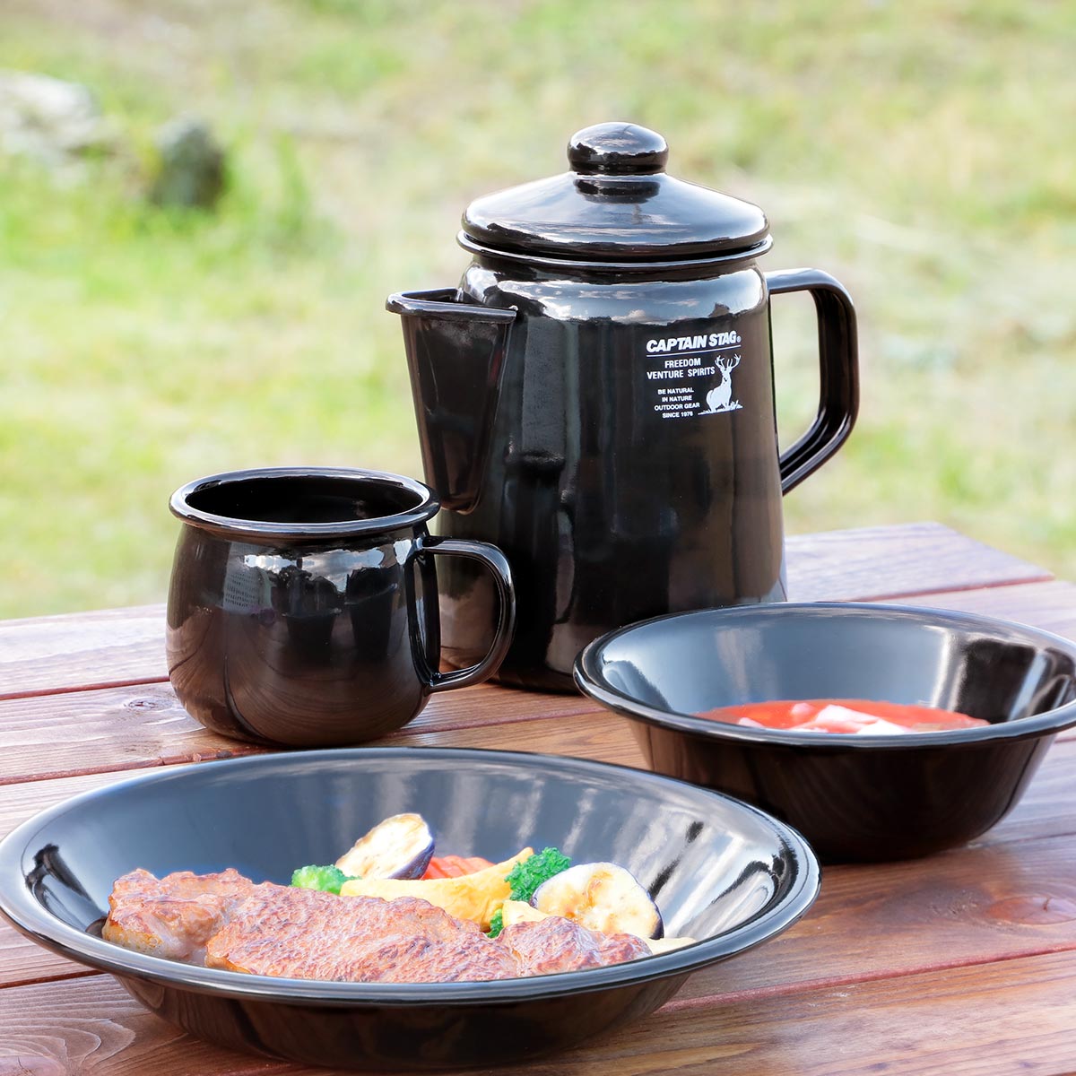 楽天市場】ボウル ホーロー 16cm キャプテンスタッグ ブラックラベル